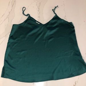 Green silk cami